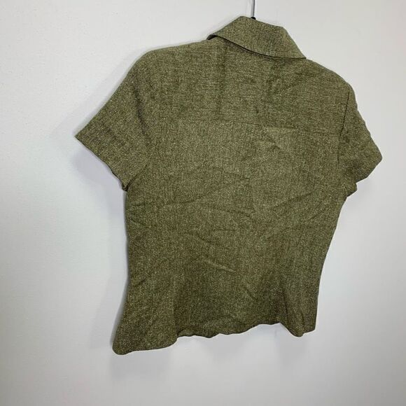 Linda Allard Ellen Tracy Wool Silk Mix Zipper Short Sleeve Blazer Jacket Size 10 - Picture 4 of 5